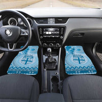 Vintage Bula Fiji Personalised Car Mats Blue Hibiscus Tapa Pattern LT9 Set 2pcs - Front Blue - Polynesian Pride