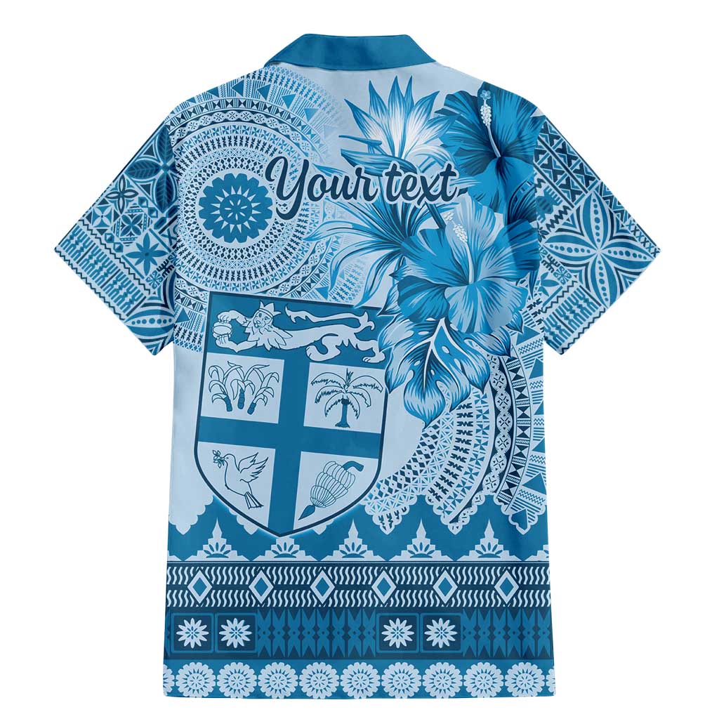 Vintage Bula Fiji Personalised Family Matching Mermaid Dress and Hawaiian Shirt Blue Hibiscus Tapa Pattern LT9 - Polynesian Pride