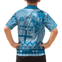 Vintage Bula Fiji Personalised Family Matching Summer Maxi Dress and Hawaiian Shirt Blue Hibiscus Tapa Pattern LT9 - Polynesian Pride
