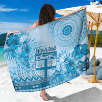 Vintage Bula Fiji Personalised Sarong Blue Hibiscus Tapa Pattern LT9