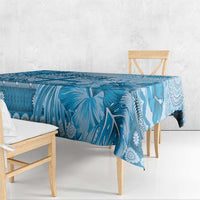 Vintage Bula Fiji Personalised Tablecloth Blue Hibiscus Tapa Pattern LT9