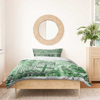 Vintage Bula Fiji Personalised Bedding Set Green Hibiscus Tapa Pattern LT9