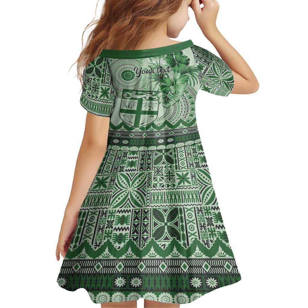 Vintage Bula Fiji Personalised Family Matching Off Shoulder Maxi Dress and Hawaiian Shirt Green Hibiscus Tapa Pattern LT9 - Polynesian Pride