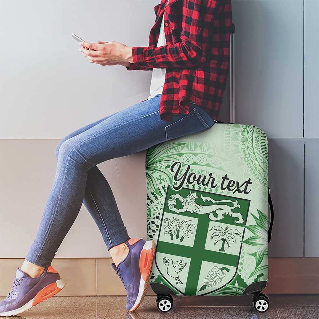 Vintage Bula Fiji Personalised Luggage Cover Green Hibiscus Tapa Pattern LT9
