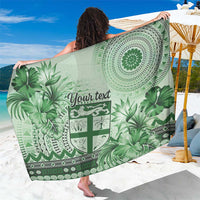 Vintage Bula Fiji Personalised Sarong Green Hibiscus Tapa Pattern LT9 One Size 44 x 66 inches Green - Polynesian Pride