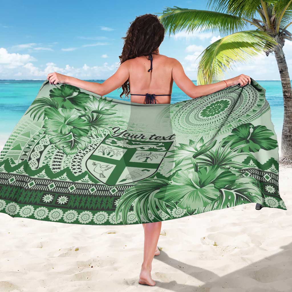 Vintage Bula Fiji Personalised Sarong Green Hibiscus Tapa Pattern LT9 - Polynesian Pride