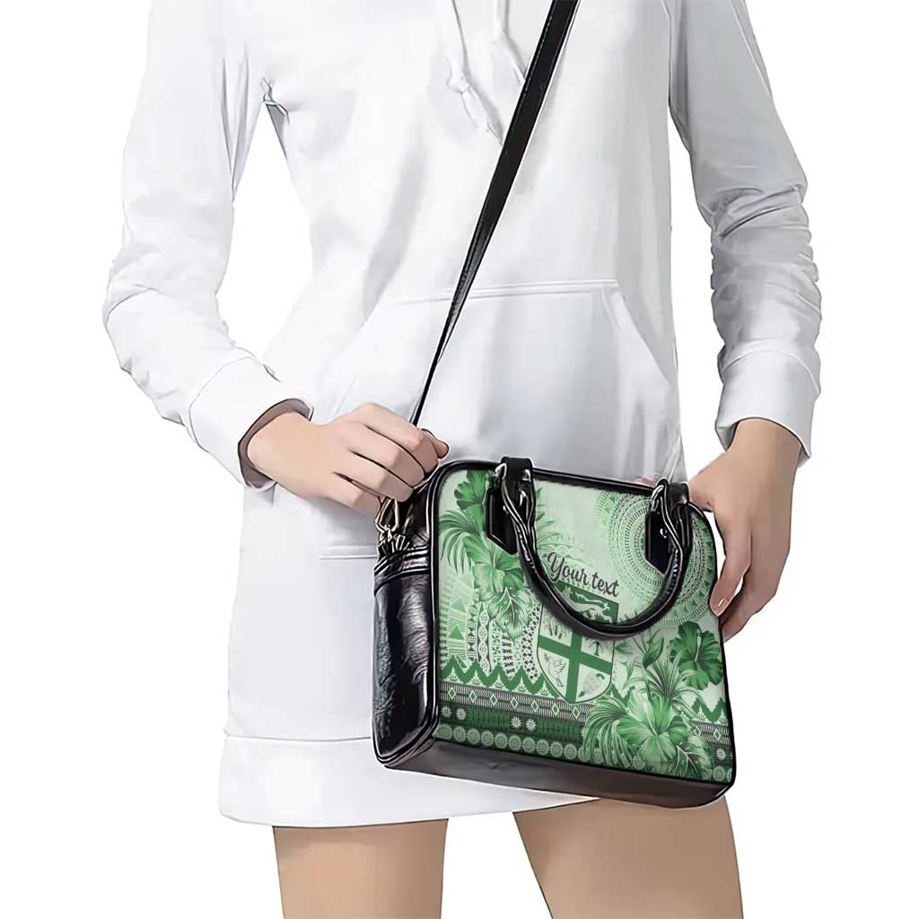 Vintage Bula Fiji Personalised Shoulder Handbag Green Hibiscus Tapa Pattern LT9