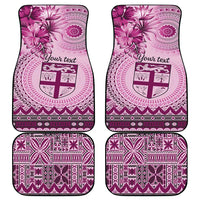 Vintage Bula Fiji Personalised Car Mats Pink Hibiscus Tapa Pattern LT9 - Polynesian Pride