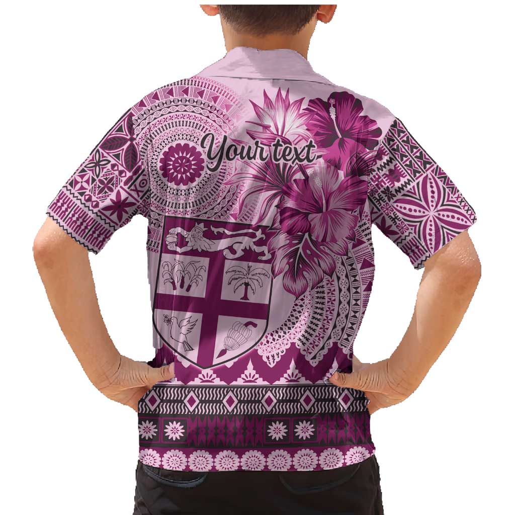 Vintage Bula Fiji Personalised Family Matching Mermaid Dress and Hawaiian Shirt Pink Hibiscus Tapa Pattern LT9 - Polynesian Pride