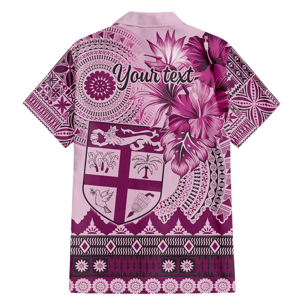 Vintage Bula Fiji Personalised Family Matching Off Shoulder Maxi Dress and Hawaiian Shirt Pink Hibiscus Tapa Pattern LT9 - Polynesian Pride