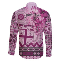 Vintage Bula Fiji Personalised Family Matching Puletasi and Hawaiian Shirt Pink Hibiscus Tapa Pattern LT9 - Polynesian Pride