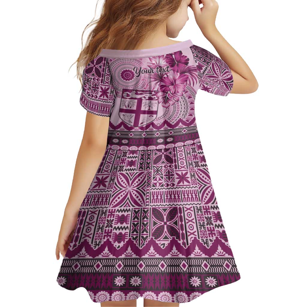 Vintage Bula Fiji Personalised Family Matching Summer Maxi Dress and Hawaiian Shirt Pink Hibiscus Tapa Pattern LT9 - Polynesian Pride