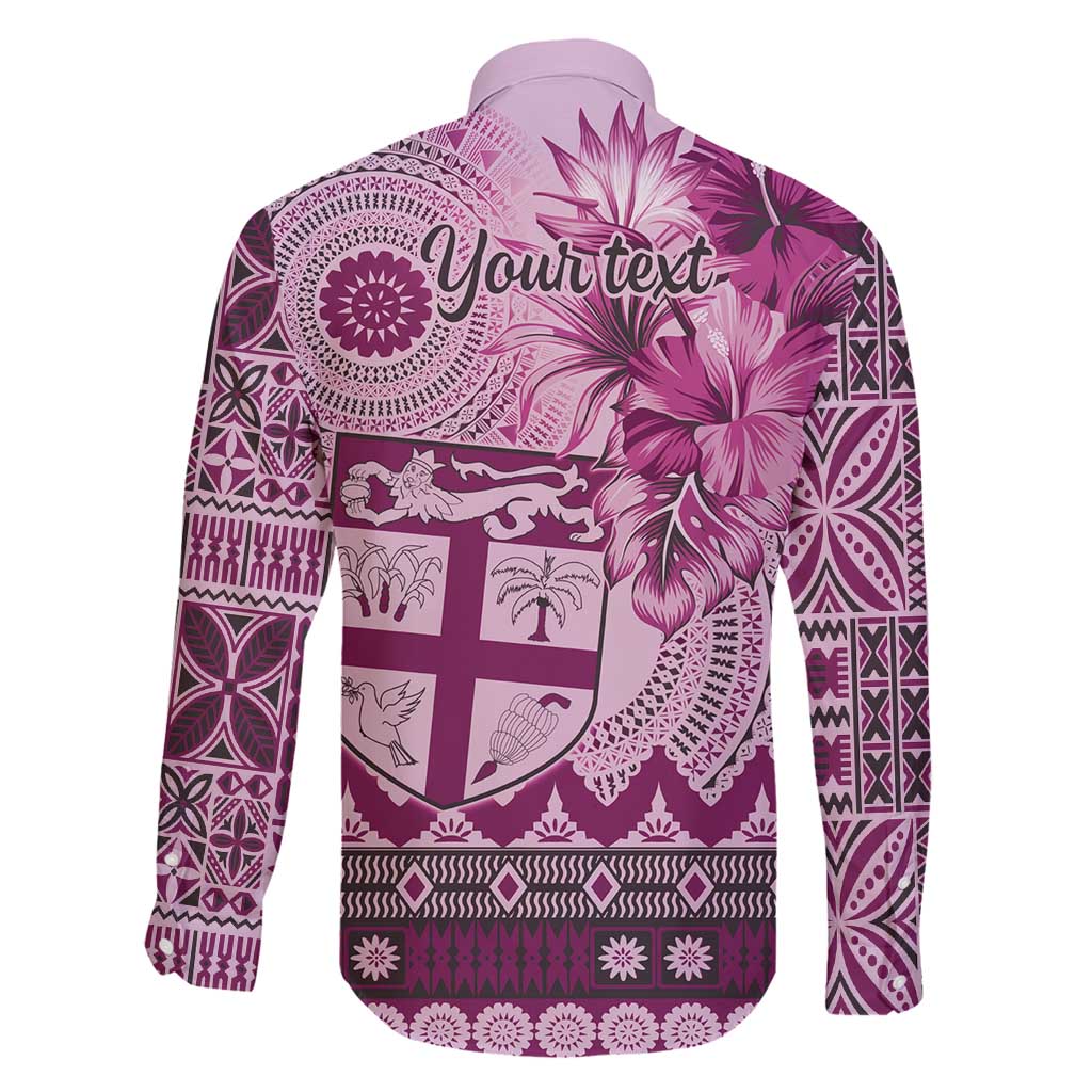 Vintage Bula Fiji Personalised Family Matching Tank Maxi Dress and Hawaiian Shirt Pink Hibiscus Tapa Pattern LT9 - Polynesian Pride