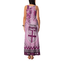 Vintage Bula Fiji Personalised Family Matching Tank Maxi Dress and Hawaiian Shirt Pink Hibiscus Tapa Pattern LT9 - Polynesian Pride