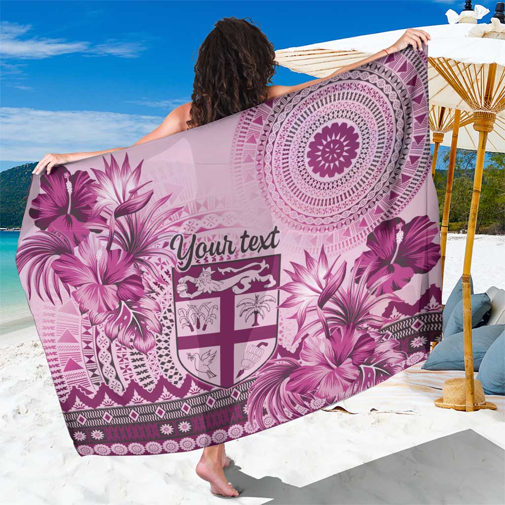 Vintage Bula Fiji Personalised Sarong Pink Hibiscus Tapa Pattern LT9