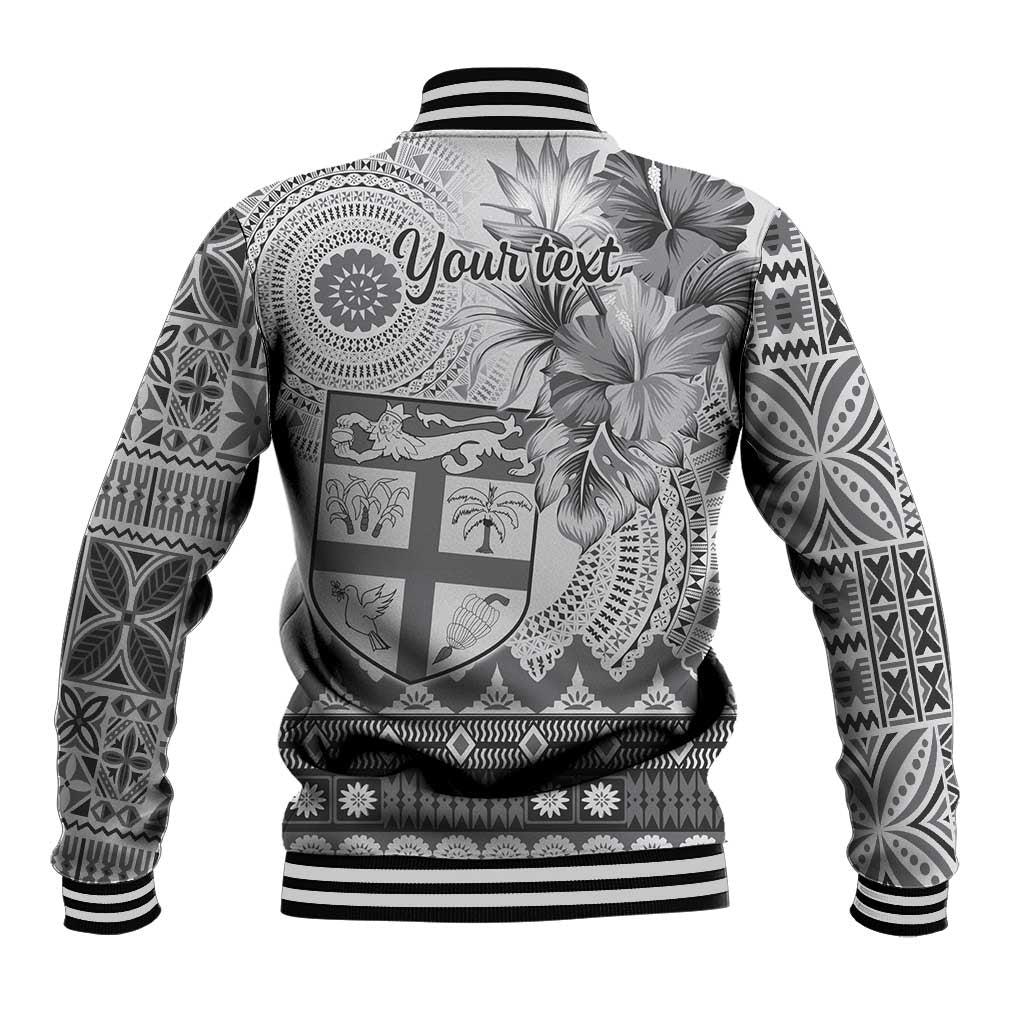 Vintage Bula Fiji Personalised Baseball Jacket Beige Hibiscus Tapa Pattern