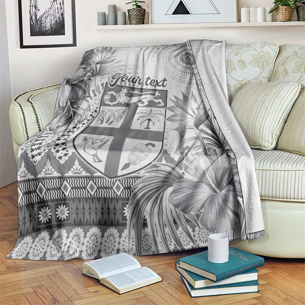 Vintage Bula Fiji Personalised Blanket Beige Hibiscus Tapa Pattern LT9