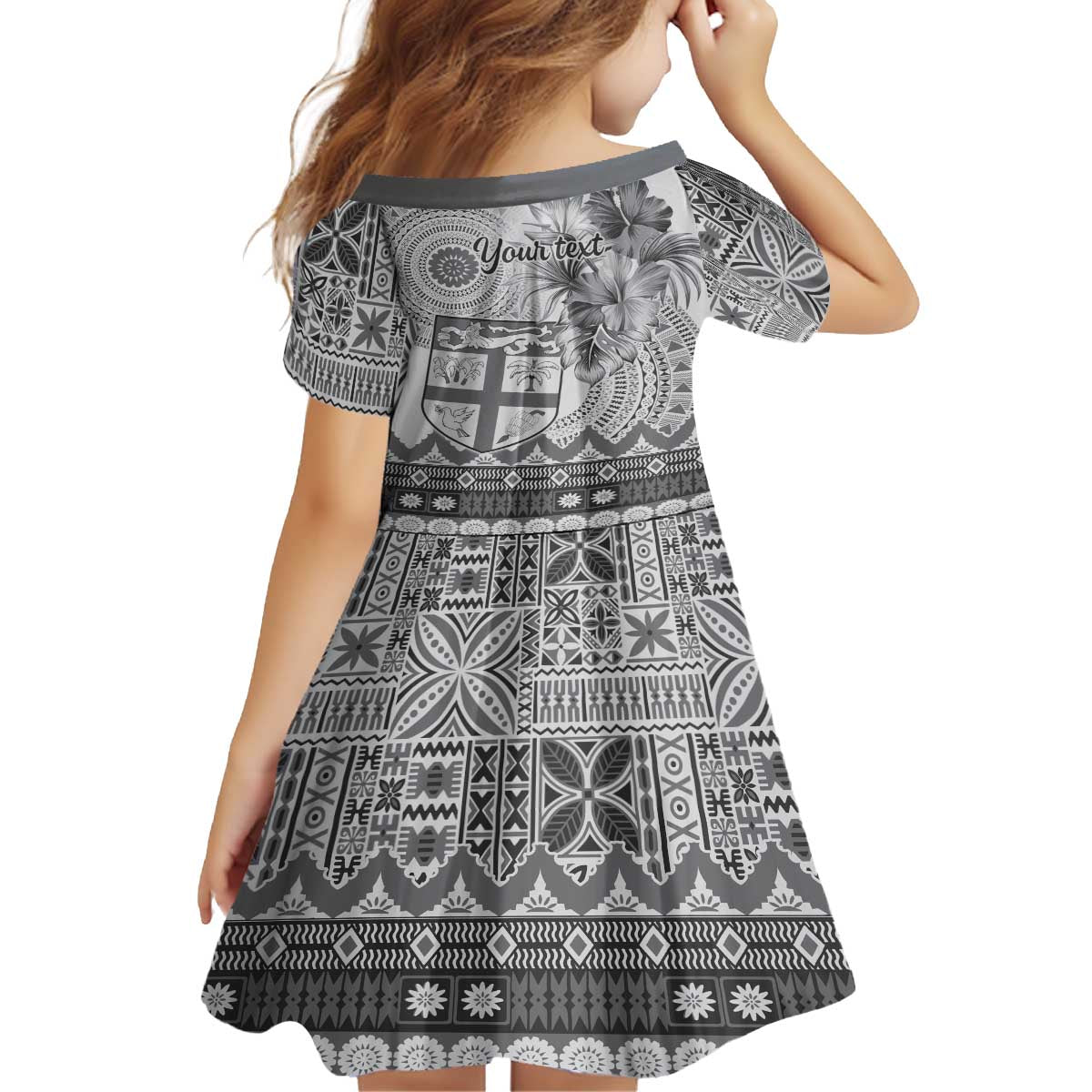 Vintage Bula Fiji Personalised Family Matching Off The Shoulder Long Sleeve Dress and Hawaiian Shirt Beige Hibiscus Tapa Pattern LT9 - Polynesian Pride