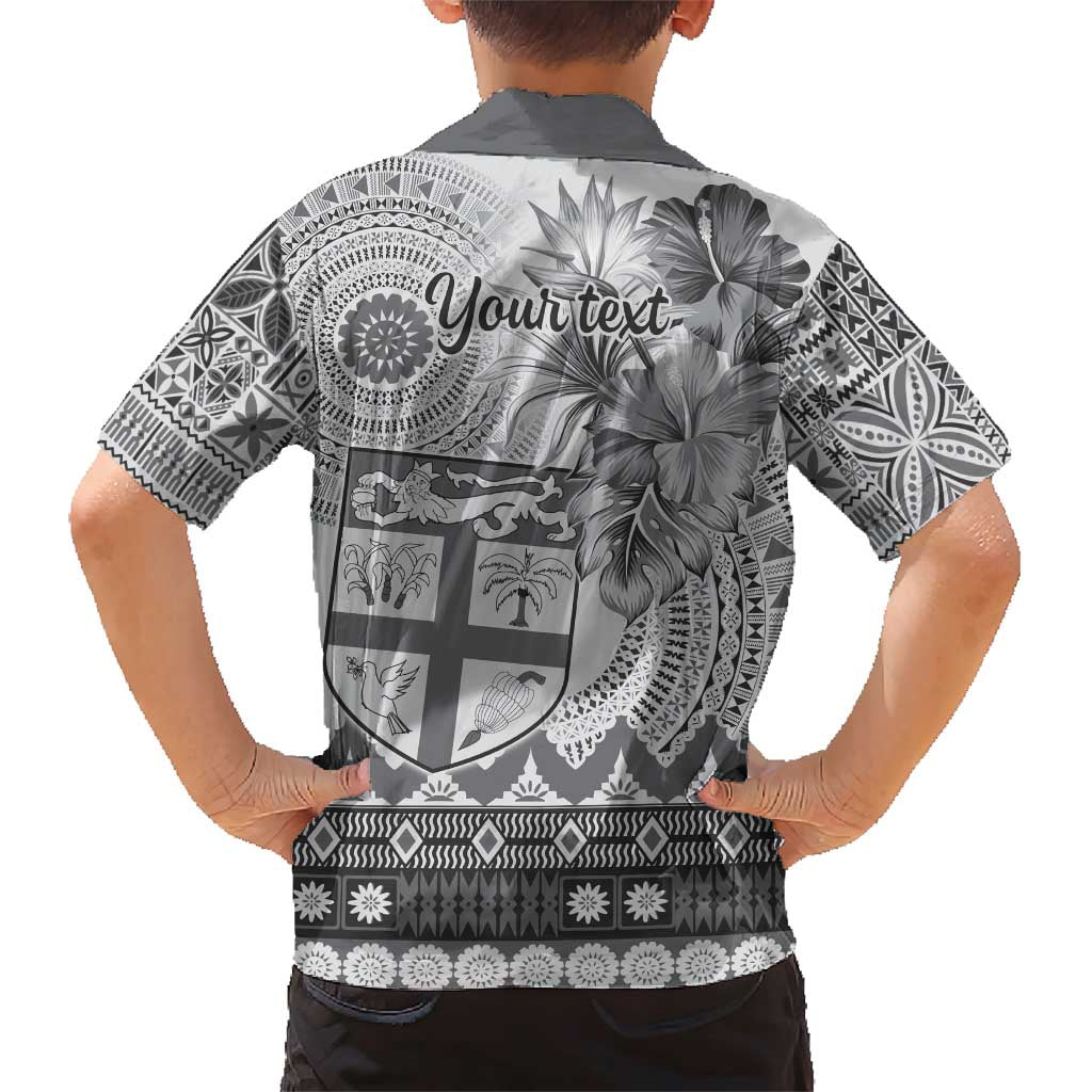 Vintage Bula Fiji Personalised Family Matching Short Sleeve Bodycon Dress and Hawaiian Shirt Beige Hibiscus Tapa Pattern LT9 - Polynesian Pride