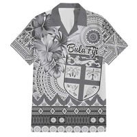Vintage Bula Fiji Personalised Family Matching Short Sleeve Bodycon Dress and Hawaiian Shirt Beige Hibiscus Tapa Pattern LT9 Dad's Shirt - Short Sleeve White - Polynesian Pride