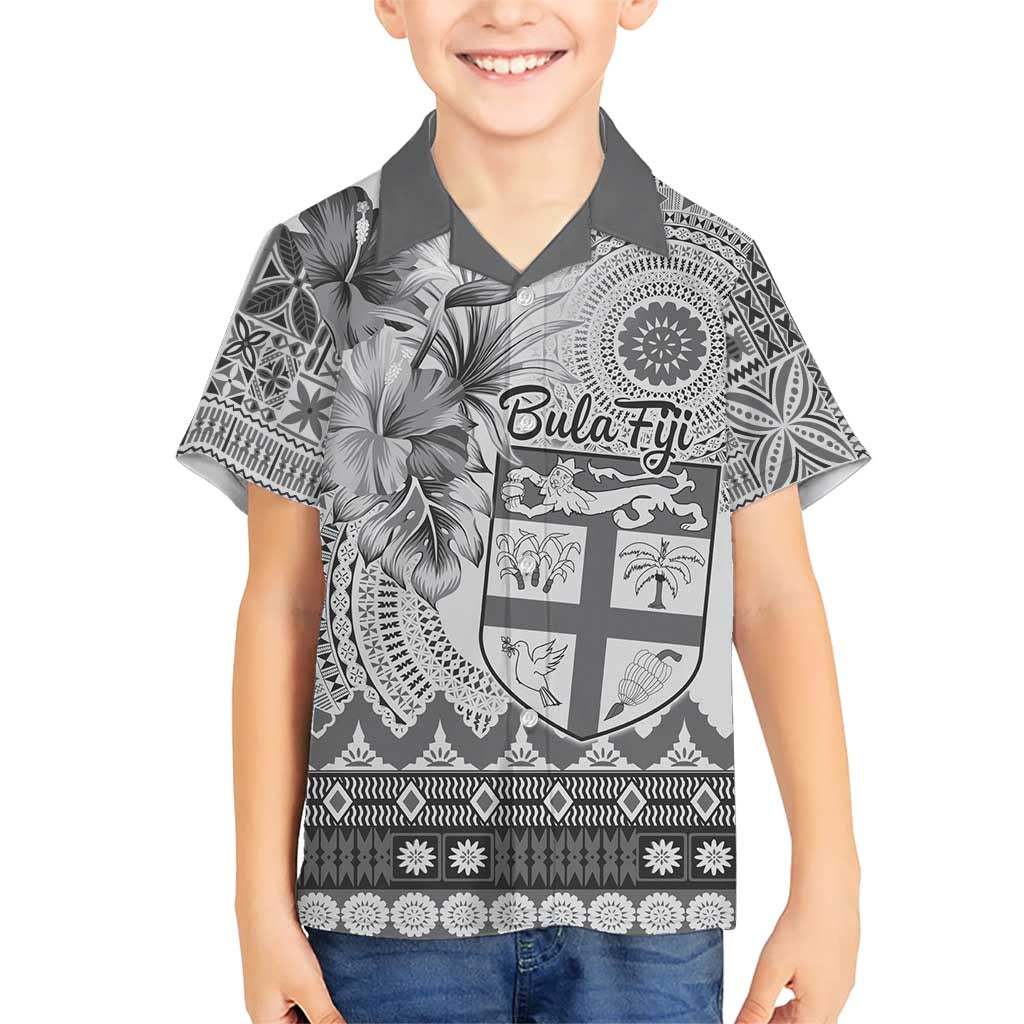 Vintage Bula Fiji Personalised Family Matching Short Sleeve Bodycon Dress and Hawaiian Shirt Beige Hibiscus Tapa Pattern LT9 Son's Shirt White - Polynesian Pride