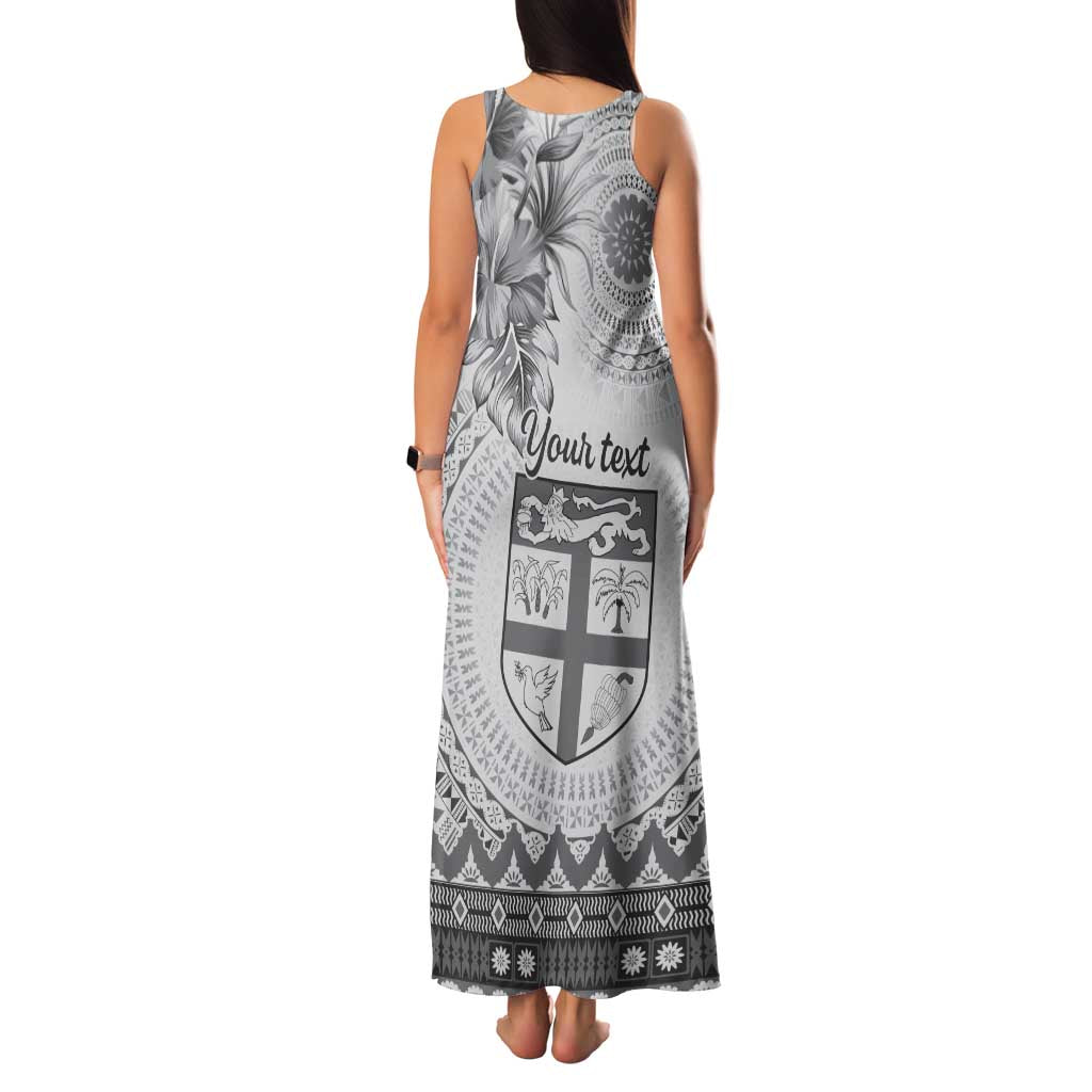 Vintage Bula Fiji Personalised Family Matching Tank Maxi Dress and Hawaiian Shirt Beige Hibiscus Tapa Pattern LT9 - Polynesian Pride