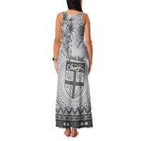 Vintage Bula Fiji Personalised Family Matching Tank Maxi Dress and Hawaiian Shirt Beige Hibiscus Tapa Pattern LT9 - Polynesian Pride