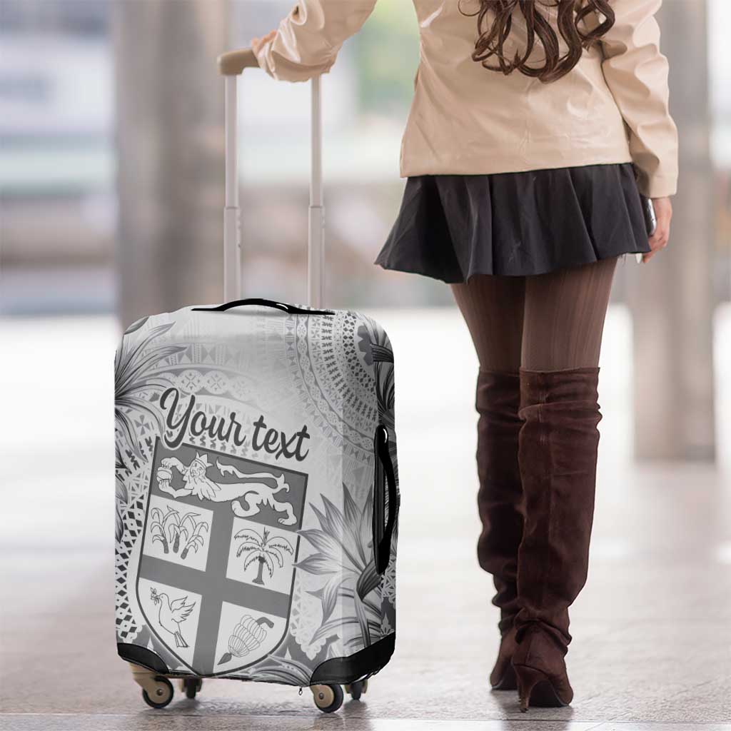 Vintage Bula Fiji Personalised Luggage Cover Beige Hibiscus Tapa Pattern LT9