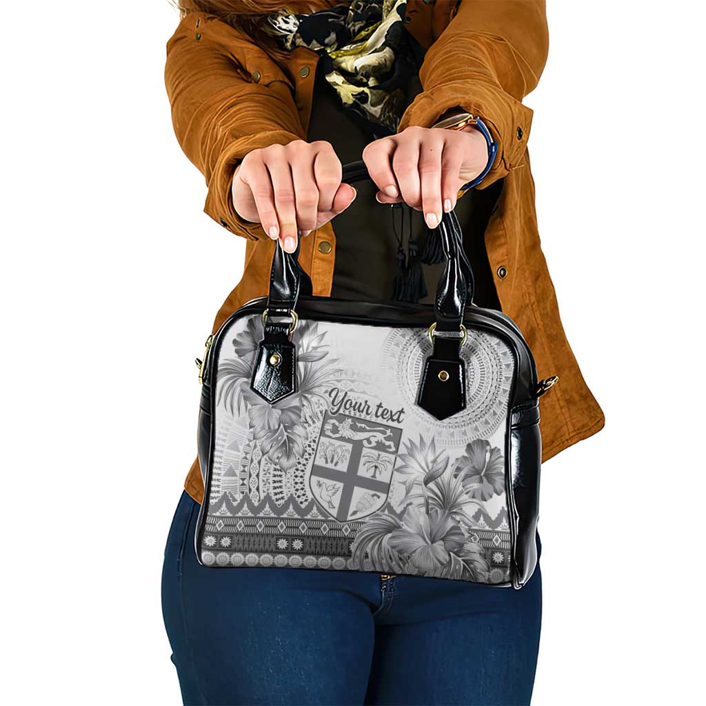 Vintage Bula Fiji Personalised Shoulder Handbag Beige Hibiscus Tapa Pattern LT9