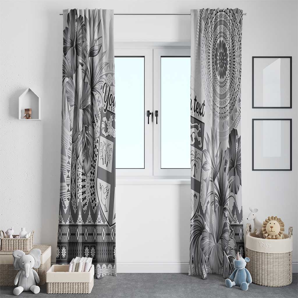 Vintage Bula Fiji Personalised Window Curtain Beige Hibiscus Tapa Pattern LT9