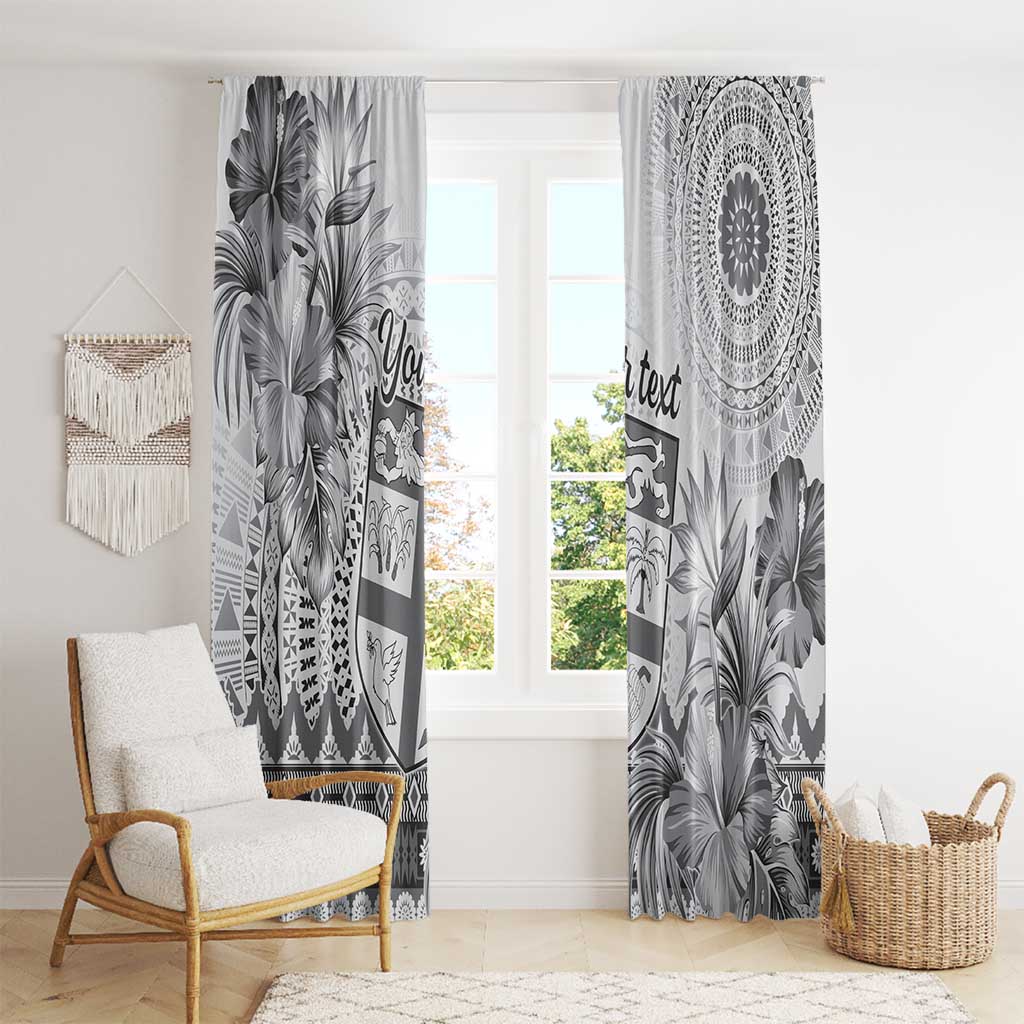 Vintage Bula Fiji Personalised Window Curtain Beige Hibiscus Tapa Pattern LT9
