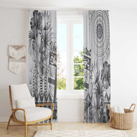 Vintage Bula Fiji Personalised Window Curtain Beige Hibiscus Tapa Pattern LT9