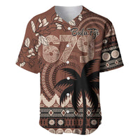 Personalised Bula Fiji 679 Baseball Jersey Fijian Tagimoucia Masi Tapa Art LT9 Brown - Polynesian Pride
