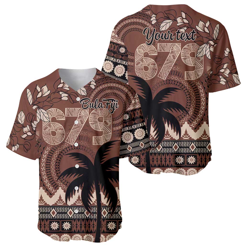 Personalised Bula Fiji 679 Baseball Jersey Fijian Tagimoucia Masi Tapa Art LT9 - Polynesian Pride