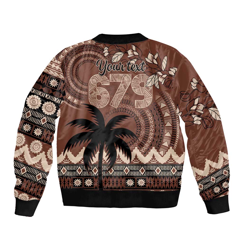 Personalised Bula Fiji 679 Bomber Jacket Fijian Tagimoucia Masi Tapa Art