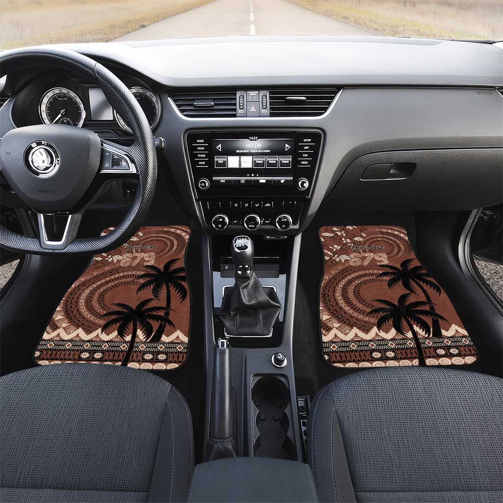 Personalised Bula Fiji 679 Car Mats Fijian Tagimoucia Masi Tapa Art LT9 Set 2pcs - Front Brown - Polynesian Pride