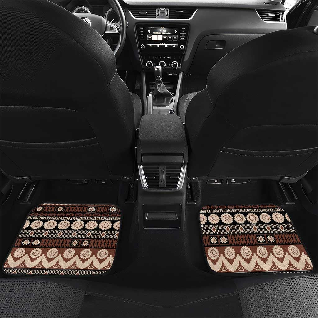 Personalised Bula Fiji 679 Car Mats Fijian Tagimoucia Masi Tapa Art LT9 Set 2pcs - Back Brown - Polynesian Pride