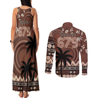Personalised Bula Fiji 679 Couples Matching Tank Maxi Dress and Long Sleeve Button Shirt Fijian Tagimoucia Masi Tapa Art LT9 - Polynesian Pride