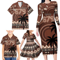 Personalised Bula Fiji 679 Family Matching Long Sleeve Bodycon Dress and Hawaiian Shirt Fijian Tagimoucia Masi Tapa Art LT9 - Polynesian Pride