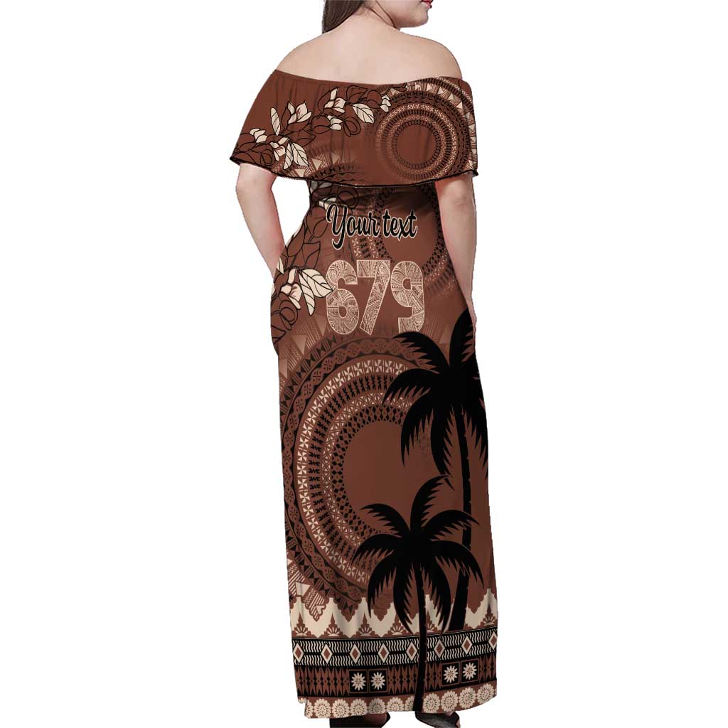 Personalised Bula Fiji 679 Family Matching Off Shoulder Maxi Dress and Hawaiian Shirt Fijian Tagimoucia Masi Tapa Art LT9 - Polynesian Pride
