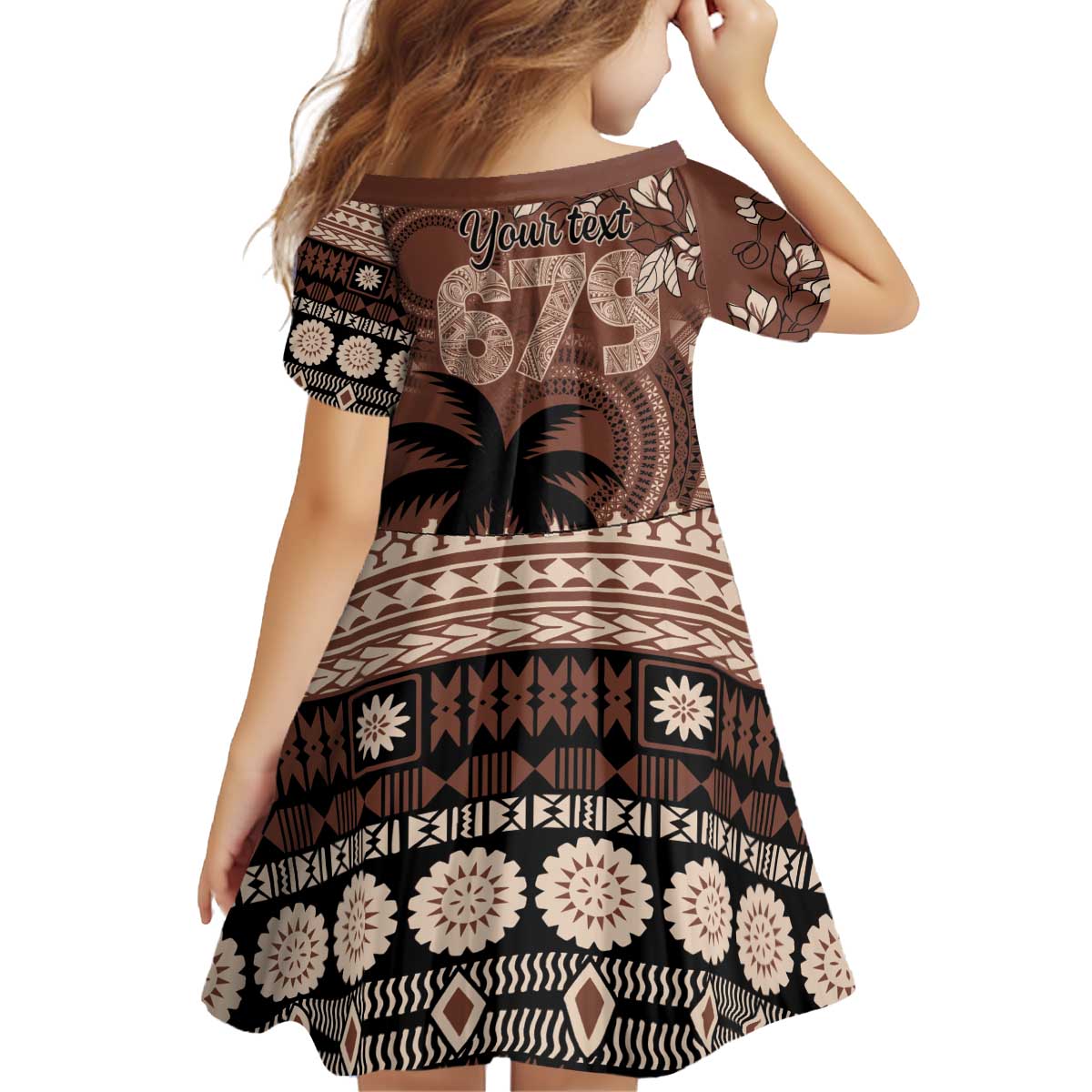 Personalised Bula Fiji 679 Family Matching Off Shoulder Short Dress and Hawaiian Shirt Fijian Tagimoucia Masi Tapa Art LT9 - Polynesian Pride