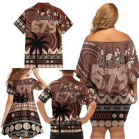 Personalised Bula Fiji 679 Family Matching Off Shoulder Short Dress and Hawaiian Shirt Fijian Tagimoucia Masi Tapa Art LT9 - Polynesian Pride