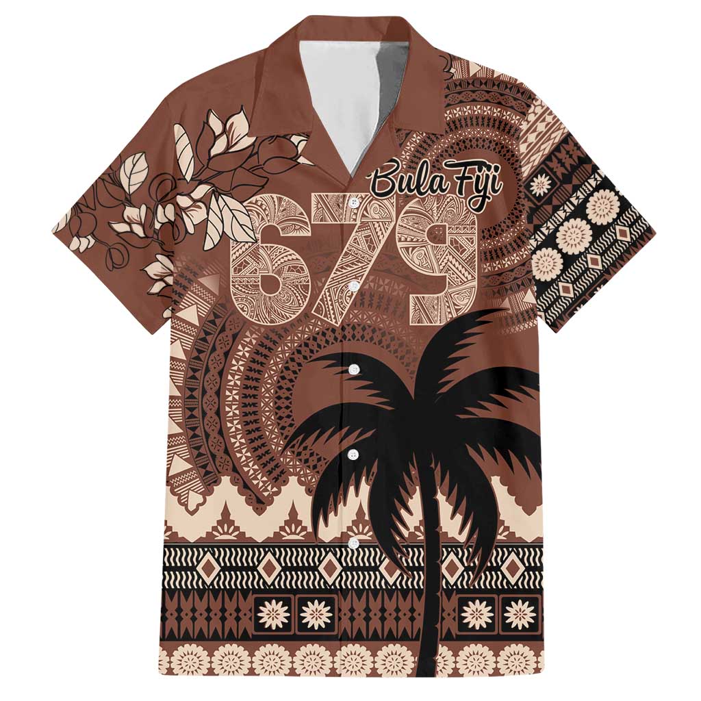 Personalised Bula Fiji 679 Family Matching Short Sleeve Bodycon Dress and Hawaiian Shirt Fijian Tagimoucia Masi Tapa Art LT9 Dad's Shirt - Short Sleeve Brown - Polynesian Pride