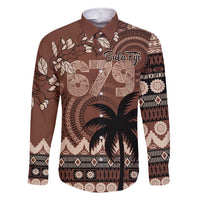 Personalised Bula Fiji 679 Family Matching Short Sleeve Bodycon Dress and Hawaiian Shirt Fijian Tagimoucia Masi Tapa Art LT9 Dad's Shirt - Long Sleeve Brown - Polynesian Pride