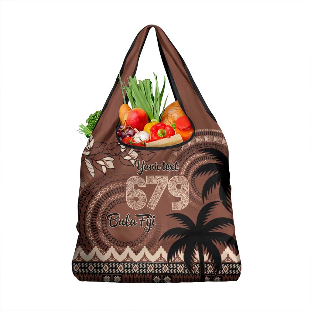 Personalised Bula Fiji 679 Grocery Bag Fijian Tagimoucia Masi Tapa Art LT9 1-pack One Size Brown - Polynesian Pride