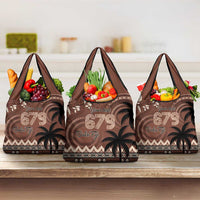 Personalised Bula Fiji 679 Grocery Bag Fijian Tagimoucia Masi Tapa Art LT9 3-pack One Size Brown - Polynesian Pride