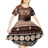 Personalised Bula Fiji 679 Kid Short Sleeve Dress Fijian Tagimoucia Masi Tapa Art LT9 - Polynesian Pride