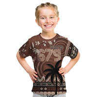Personalised Bula Fiji 679 Kid T Shirt Fijian Tagimoucia Masi Tapa Art LT9 Brown - Polynesian Pride