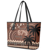 Personalised Bula Fiji 679 Leather Tote Bag Fijian Tagimoucia Masi Tapa Art LT9 - Polynesian Pride