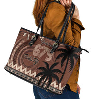 Personalised Bula Fiji 679 Leather Tote Bag Fijian Tagimoucia Masi Tapa Art LT9 - Polynesian Pride